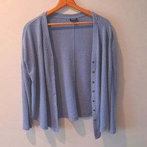 Ana A New Approach Sky Blue Waffle Knit Cardigan